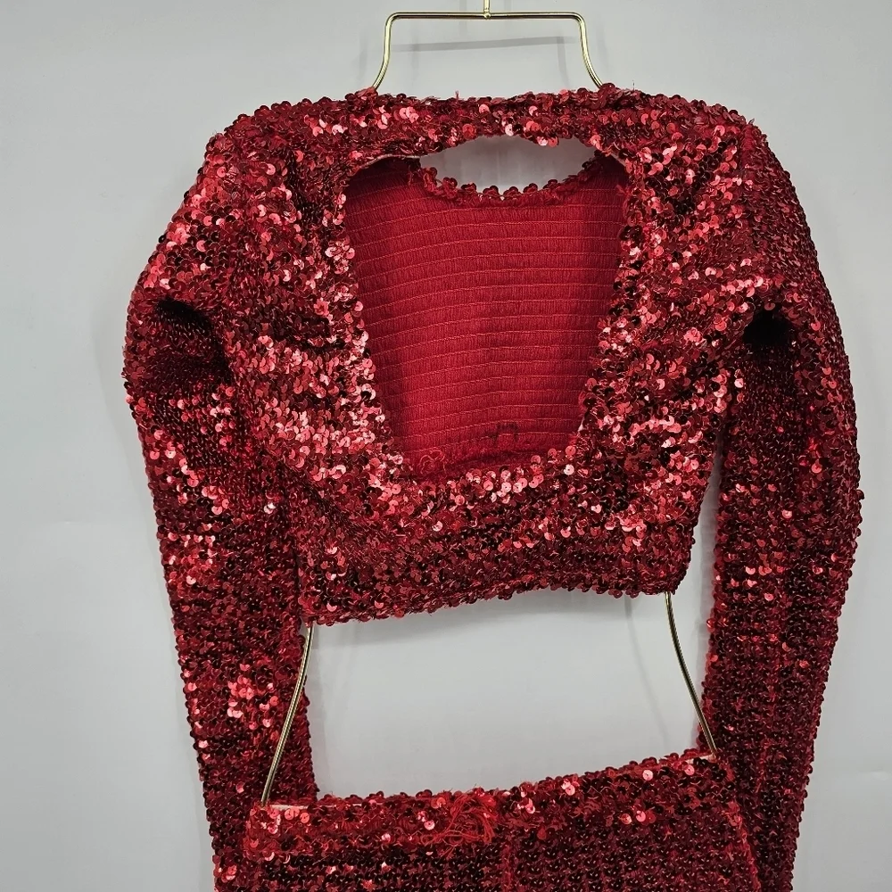 Custom Made‎ Red Sequin Two-Piece Set Girls